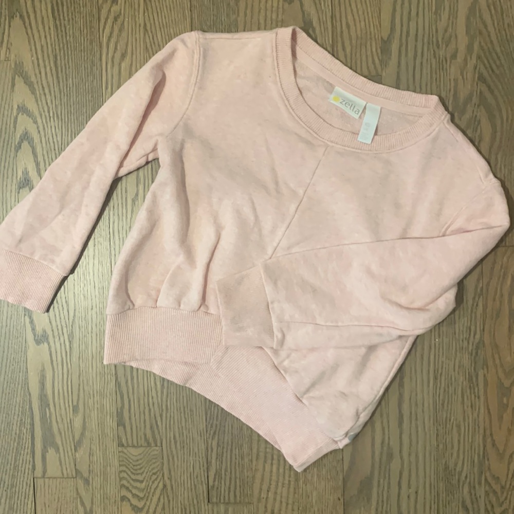 Zella Crewneck Cotton Sweatshirt Pink Oversized Girls XS